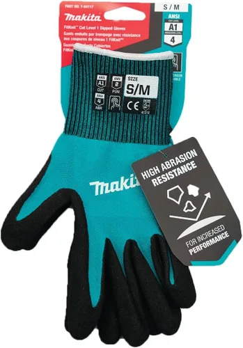 Miniatura 7 de Makita Unisex FitKnitÂ T 04117 Guantes con revestimiento de nitrilo sumergidos FitKnit Cut de nivel 1, Azul/Negro, Pequeño Mediano US