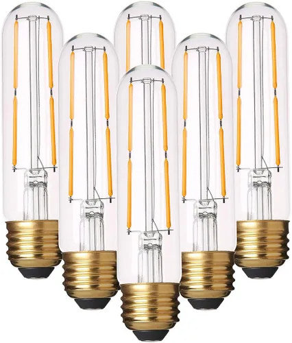 Bombillas LED T10 regulables, color blanco cálido, 2700 K, bombillas LED tubulares Edison de 4 W, bombillas LED vintage equivalentes a 40 W, base