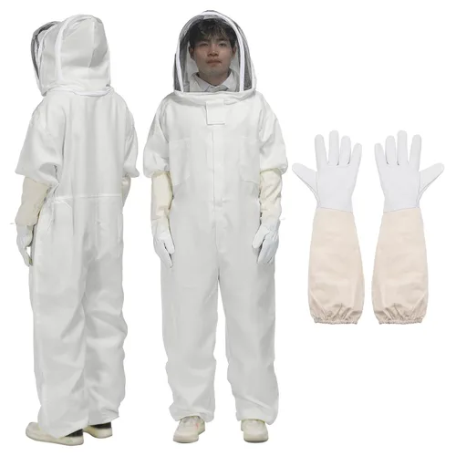 Miniatura 7 de HARFINGTON Traje de abeja para hombres y mujeres, L trajes de apicultura con guante y velo capucha, trajes de abeja para hombres, a prueba de patio