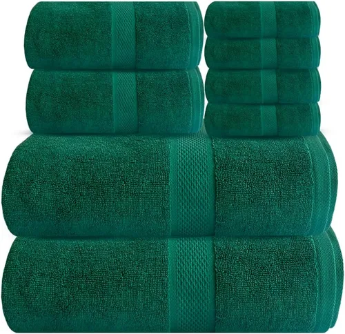 Miniatura 12 de Juego de 8 toallas de baño 100% algodón de lujo para baño, juego de 8 (2 toallas de baño y 2 toallas de mano y 4 paños de lavado), toallas suaves
