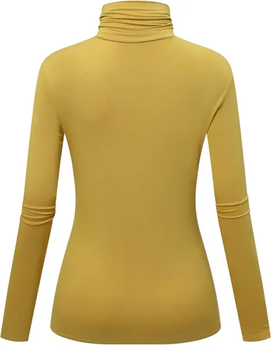 Miniatura 4 de OThread & Co. Camiseta de manga larga con cuello alto para mujer, capa elástica básica, cómoda, cuello alto