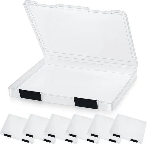 PerKoop 6 Piezas Cajas de Almacenamiento de Papel Transparente A4, Caja de Plástico para Archivos, Organizador de Documentos de Papel, Estuches de