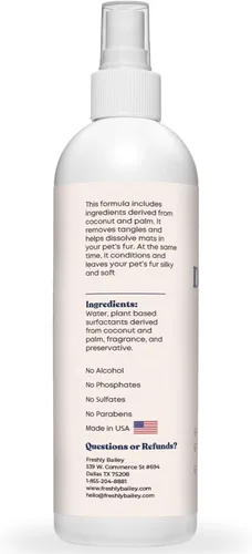 Miniatura 6 de Freshly Bailey Spray desenredante para gatos – Spray desenredante para mascotas – Desenredante natural y acondicionador sin enjuague para tu gato