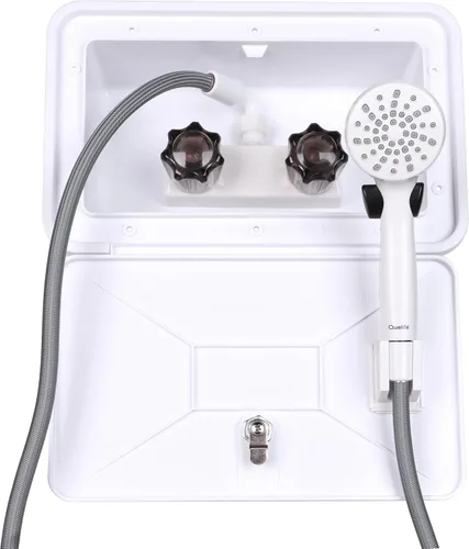 Kit de caja de ducha exterior para caravana, fácil de instalar, ducha al aire libre con manguera en espiral a prueba de fugas, reemplazo directo