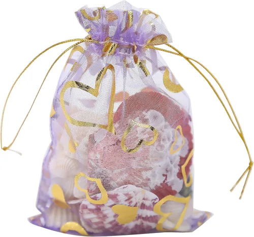 Miniatura 36 de Wudygirl 100 bolsas de organza de 3.9 x 4.7 pulgadas, bolsas de regalo transparentes con cordón, para bodas, fiestas, joyas, perfumes, sobres