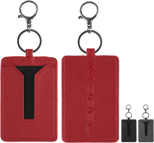Miniatura 8 de Amiss Clip para llave de automóvil, funda de cuero y llavero de metal para Tesla Model 3 y Model Y, accesorios exteriores para interior del Negro