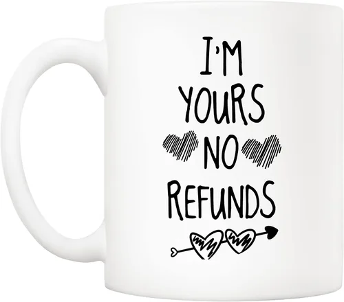 Miniatura 2 de 5Aup Taza de café con texto en inglés "I'm Yours No Refunds" ("I'm Yours No Refunds"), regalo de Navidad para novia, novio, regalo de cumpleaños