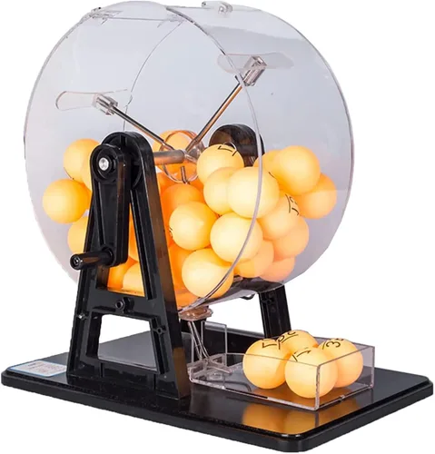 Máquina manual de lotería, juego de bingo, incluye jaula de bingo acrílica y bola de 50 piezas para lugares de entretenimiento, centros comerciales