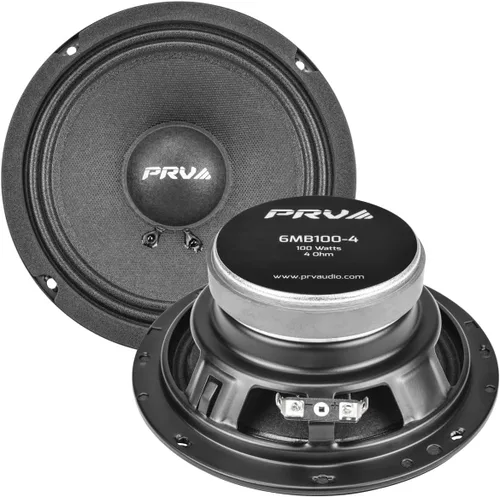 PRV AUDIO 6.5 Pulgadas Altavoces para Coche de 200 Vatios 4 Ohm, 6MB100-4 Altavoces de Puerta de Coche de Reemplazo de Fábrica (Par) Perfil Profundo
