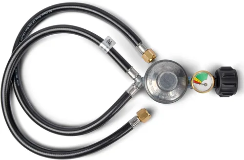 GasSaf Regulador de propano divisor en Y de 2 pies, kit de regulador de baja presión de 2 mangueras para la mayoría de parrillas de gas LP,