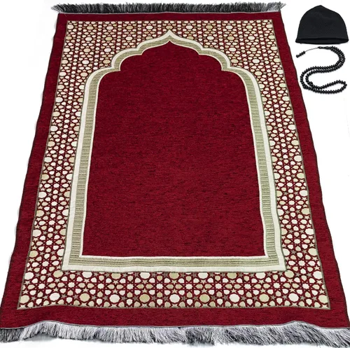 Miniatura 8 de Modefa Tapete de oración islámica turca, felpilla tejida fina, Sajjadah, intrincada alfombra de oración para Ramadán, regalo de Eid de Ramadán