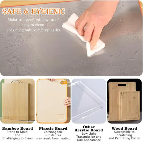 Miniatura 6 de HUAKENER Tablas de cortar grandes de acero inoxidable para cocina, tabla de cortar con borde de encimera, tabla de cortar con alfombrilla