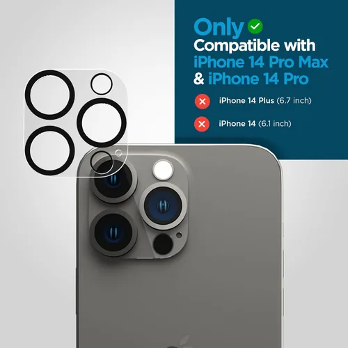 Miniatura 2 de Case-Mate Protector de lente de cámara para iPhone 14 Pro/14 Pro Max – Película de vidrio templado 9H con antiarañazos duradera, antiroturas, visión