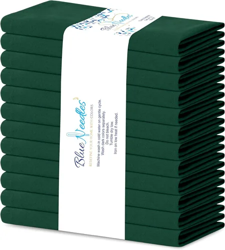 Miniatura 48 de Blue Needles - Juego de 12 servilletas de tela sólidas azul marino 100% algodón, servilletas de cena de 45 x 45 centímetros - Suave, reutilizable