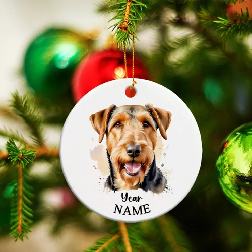 Miniatura 5 de Adorno de Navidad personalizado para perro Airedale, adorno de cerámica para hombres y mujeres, adornos de cerámica personalizados para perros