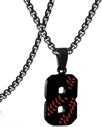 Miniatura 88 de SKQIR Colgante de número de jersey de béisbol para hombres y niños - Cadena de acero inoxidable para atletas - Negro