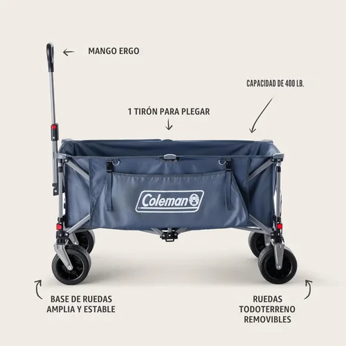 Miniatura 3 de Coleman XL - Carro plegable de gran capacidad de 400 lb, carrito utilitario grande de más de 50 galones con ruedas de base ancha para todo terreno