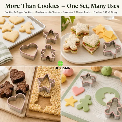 Miniatura 4 de LUBTOSMN Juego de cortador de galletas de oso - 3 piezas: cabeza de oso, patas y lavavajillas, formas seguras para baby shower y horneado