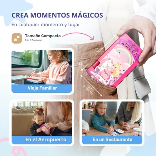 Miniatura 5 de JoyCat Paquete de 2 libros de pintura de bolsillo con agua para colorear para niños, juego de juguetes de actividades de arte y manualidades, kit