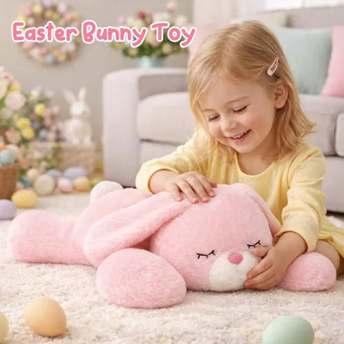 Miniatura 3 de Conejito de Pascua con peso, peluche suave de conejo con peso, lindo conejo rosa, regalos de cumpleaños y Pascua para niños, niñas y adultos