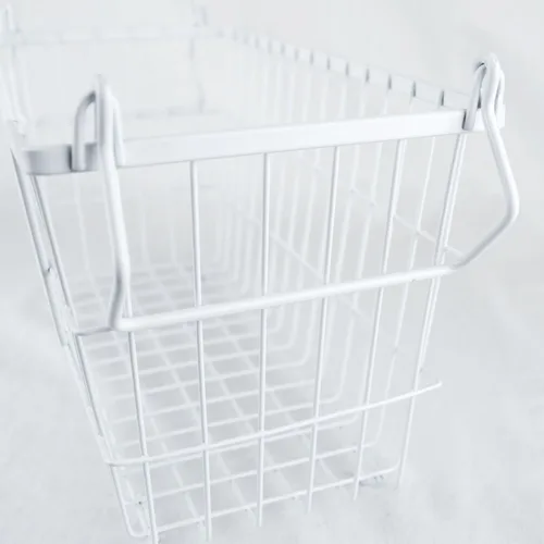 Miniatura 3 de DII - Cubo de almacenamiento apilable de malla de alambre de metal, grande y rectangular, 33 x 25 x 28 cm, blanco Negro