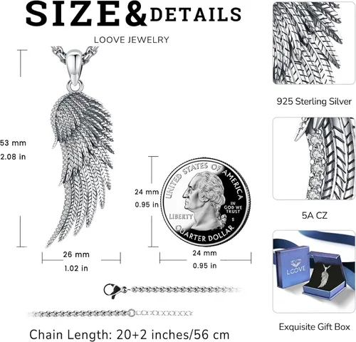 Miniatura 83 de Collar de alas de ángel de plata de ley 925, ángel de la guarda, enfermera RN caduceo, dije de ángel de cristal, joyería de regalo para mujer