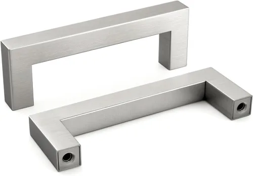 Miniatura 12 de homdiy Paquete de 1 tirador de gabinete de níquel cepillado de 3-3/4 pulgadas, manijas cuadradas de acero inoxidable para puerta de armario