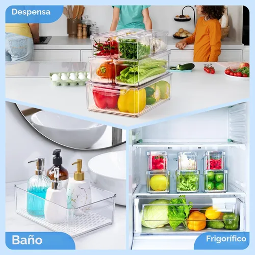 Miniatura 7 de JollyPack - Paquete de 14 organizadores para refrigerador, contenedores organizadores con tapas para refrigerador, contenedores de almacenamiento