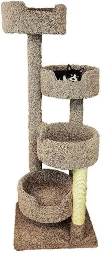 Miniatura 7 de HomeStock Cat Tower - Árbol para gatos grande con varios niveles con postes rascadores, muebles para gatos de interior, color beige