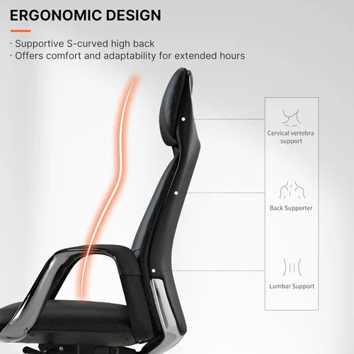 Miniatura 5 de EUREKA ERGONOMIC Serene - Silla de oficina ejecutiva, de piel de napa de alta calidad, con respaldo alto, con base de aluminio, silla ergonómica
