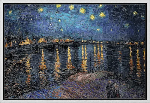 wall26 Lienzo enmarcado para pared, noche estrellada sobre el Ródano, por el maestro artista Vincent Van Gogh, naturaleza, ilustraciones de área