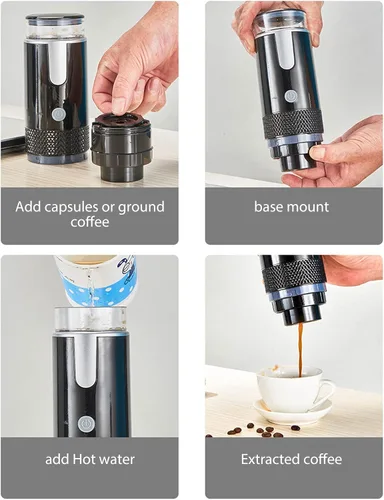 Miniatura 9 de Herramienta para hacer café de viaje, máquina portátil para hacer prensado a mano, hervidor eléctrico compacto manual, tetera, mini máquinas