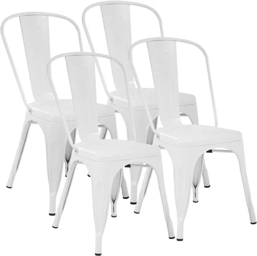 FDW Sillas de comedor de metal, sillas de metal, silla de patio, altura del asiento, silla de comedor, cocina, sillas de restaurante Tolix, silla