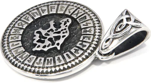 Miniatura 3 de BAVIPOWER Collar con colgante de runa de lobo vikingo Fenrir de 0.157 in, cadena de quilla de acero inoxidable, joyería pagana Asatru para hombres