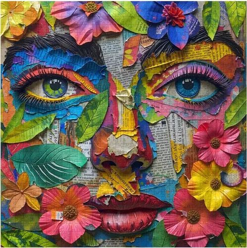Miniatura 2 de Rompecabezas de ojos de flores para adultos de 1000 piezas, rompecabezas de arte abstracto colorido desafiante, rompecabezas degradados difíciles