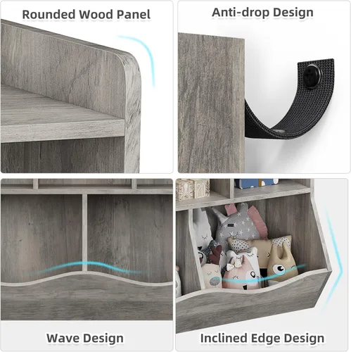 Miniatura 4 de IDEALHOUSE Estantería y estantería de juguetes, estante múltiple con armario organizador de cubos para almacenamiento de libros y juguetes
