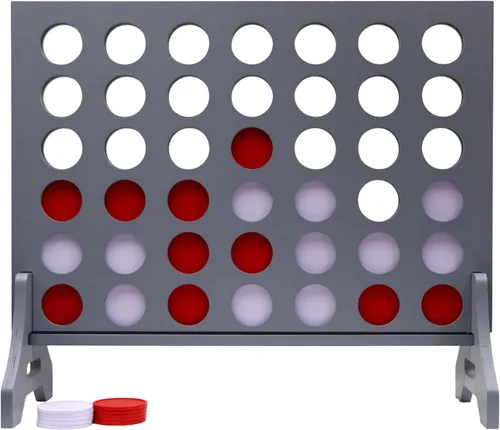 Miniatura 12 de Juego gigante 4 en una fila para familia y adultos – Tailgating Pros Jumbo de madera gris cuatro en una fila juego de patio para interiores
