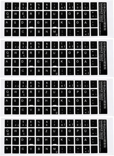 PATIKIL Adhesivos alemanes para teclado, paquete de 4 fundas universales de repuesto para teclado liso para computadora de escritorio, fondo negro,