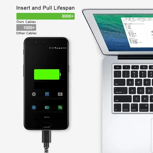 Miniatura 2 de Cable USB C, cables de carga USB A a tipo C trenzados de nailon de alta calidad [paquete de 5, 3/3/6/6/10 pies], cable de carga tipo C para teléfono