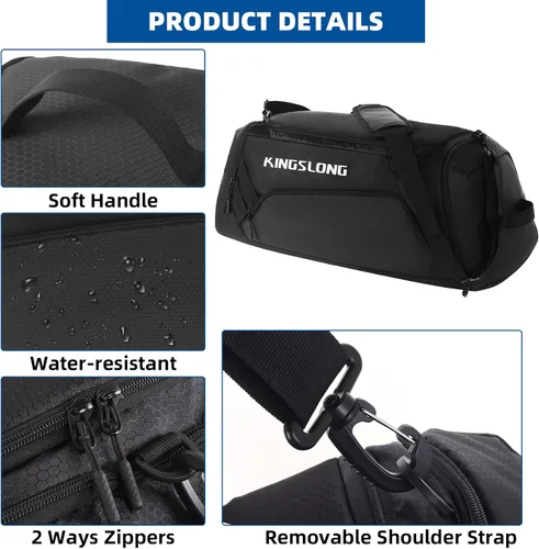Miniatura 3 de TPAID Bolsas de lona para viajar, bolsas de lona grandes de gimnasio de 40 L para hombres, mochila impermeable con compartimento para zapatos, Bolsa