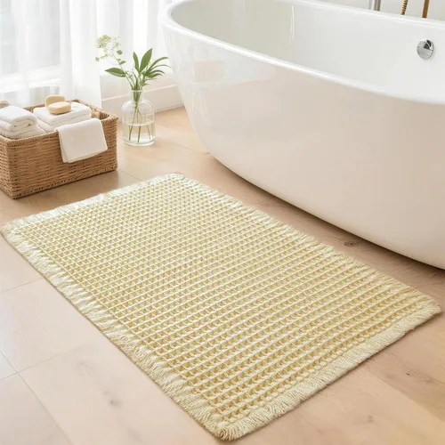 Miniatura 18 de Alfombras de Baño con Textura Waffle, Tapetes de Baño Bohemios Súper Absorbentes, Tapetes Antideslizantes para Ducha, para Piso de Baño y Bañera