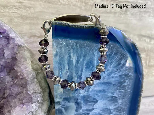 Miniatura 63 de Pulsera elástica de alerta médica, pulsera de identificación médica de repuesto intercambiable, etiqueta de identificación no incluida, cristales