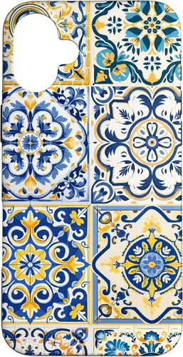 Miniatura 22 de iPhone 13 Patrón de azulejos mediterráneos sicilianos con estuche estético Maiólica