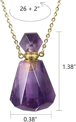 Miniatura 54 de Perfume Bottle Necklace Heart Shape, Amethyst Necklace Healing Crystal for Women, Essential Oil Diffuser Bottle Necklace Jewelry for Liquid