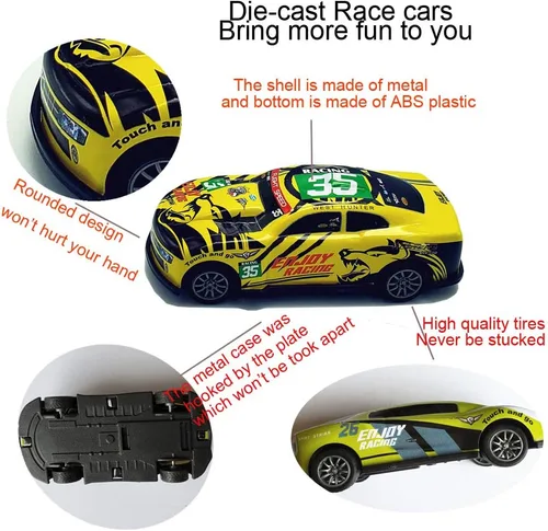 Miniatura 4 de Coches de carreras de tracción hacia atrás, vehículos de carreras de metal de 3 pulgadas, juguetes de fricción de metal para niños pequeños, juego