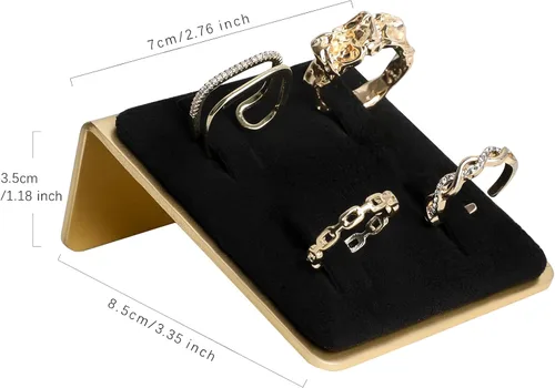 Miniatura 4 de GemeShou Soporte de anillo de joyería negro para mujeres, exhibición de anillo minorista, organizador de almacenamiento de anillo de terciopelo