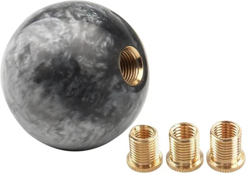 Miniatura 11 de Pomo de palanca de cambios redondo de bola de 5 y 6 velocidades de fibra de carbono para vehículos manuales y automáticos con adaptadores M12x1.25