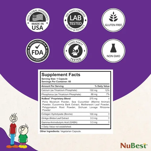 Miniatura 3 de NuBest Tall Apoya la fuerza ósea, salud ósea, sistema inmunológico mejorado y bienestar corporal completo con calcio, colágeno y hierbas