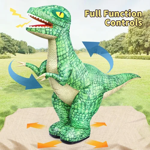 Miniatura 6 de Jovow Juguete inflable de dinosaurio con control remoto de 2.4 GHZ para niños, dinosaurio de juguete eléctrico con rotación de 360°, hacia adelante