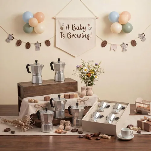 Miniatura 6 de 4 piezas de cafetera espresso a granel (1 taza de 1.7 fl oz), un bebé está preparando café, regalos de baby shower, invitados de boda, regalos